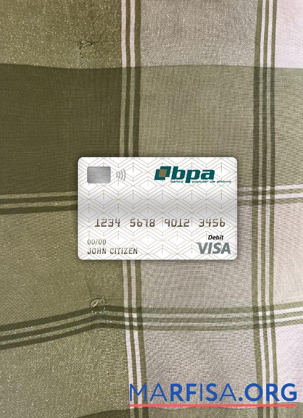 Downloadable Cuba Banco popular de ahorro (bpa) bank visa debit card photolook front sample